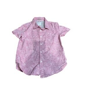 Cactus Boys Button Down Short Sleeve Shirt, Heather Red, Toddler Boy Size 4